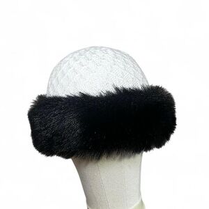 Vintage Black white faux fur trim Grandoe hat band accessories Women’s